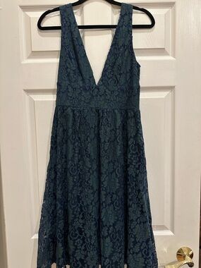 Lulu's Dark Teal Lace Dress